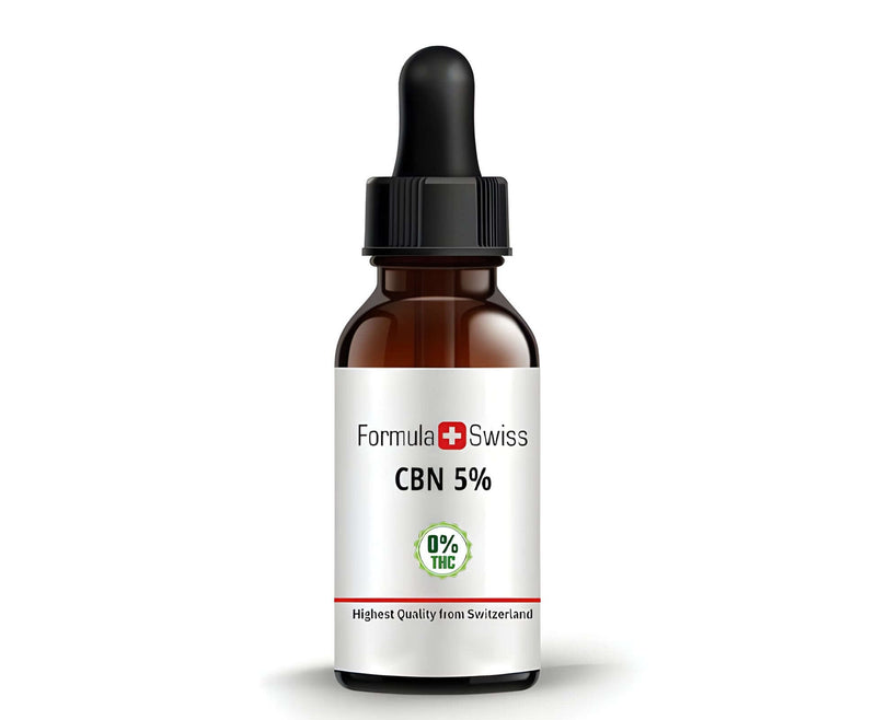 Formula Swiss CBN eļļa 5% ar 0% THC dzintara krāsas pudelītē ar pipeti